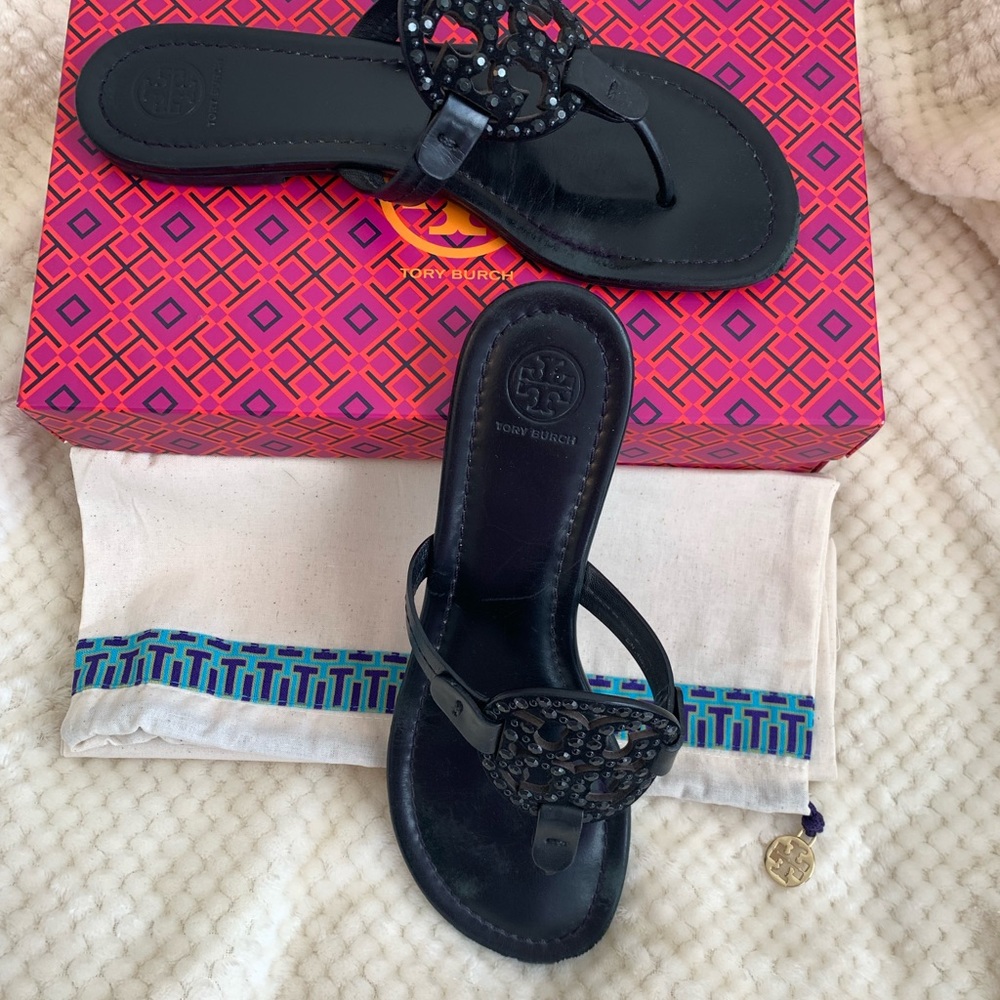Tory Burch Miller Embellished Sandal w/ shoe bag. Worn few times.